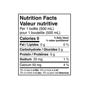 Nestle Pure Life natural spring water nutrition label